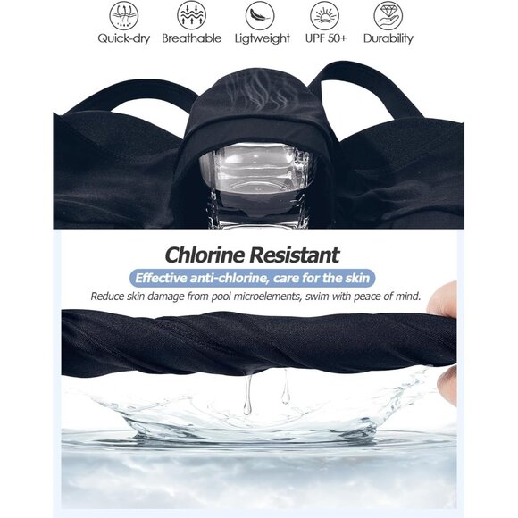 Women's Blue Floral Modest Back Bathing Suit Quick Dry Full Coverage Swim Suit - Picture 6 of 8